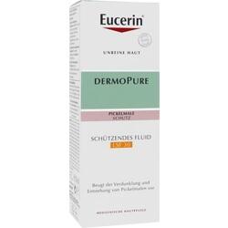Eine Verpackung von Eucerin DermoPure Fluid mit LSF 30 für unreine Haut.