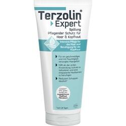 Eine weiße Tube mit blauen und schwarzen Schriftzügen, die Haarpflege bewirbt.